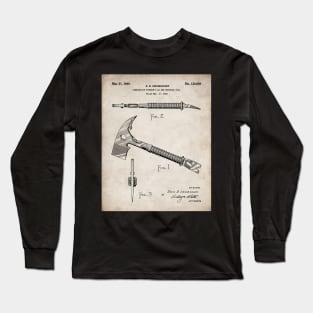 Firemans Axe Patent - Fire Fighter Art - Antique Long Sleeve T-Shirt